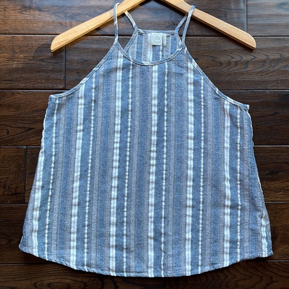 Paper Crane Anthropologie Linen vertical stripe oversized box tank top - Picture 3 of 9